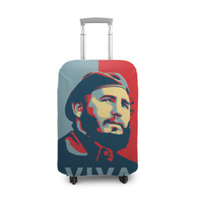 Чехол для чемодана 3D с принтом Фидель Кастро в Рязани, 86% полиэфир, 14% спандекс | двустороннее нанесение принта, прорези для ручек и колес | cuba | fidel | диктатор | коммунизм | куба | президент | фидель