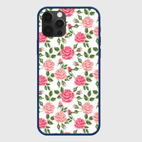 Чехол для iPhone 12 Pro с принтом РОЗЫ ПАТТЕРН | ROSES PATTERN в Рязани, силикон | область печати: задняя сторона чехла, без боковых панелей | абстракция | коллаж | паттерн | растения | розы | цветы