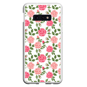 Чехол для Samsung S10E с принтом РОЗЫ ПАТТЕРН ROSES PATTERN в Рязани, Силикон | Область печати: задняя сторона чехла, без боковых панелей | абстракция | коллаж | паттерн | растения | розы | цветы