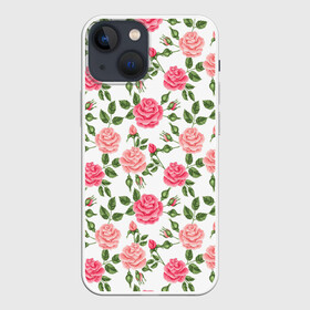 Чехол для iPhone 13 mini с принтом РОЗЫ ПАТТЕРН | ROSES PATTERN в Рязани,  |  | Тематика изображения на принте: абстракция | коллаж | паттерн | растения | розы | цветы