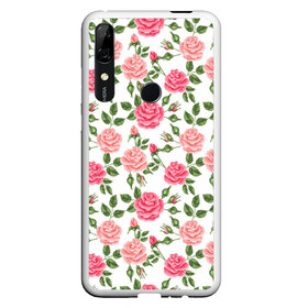 Чехол для Honor P Smart Z с принтом РОЗЫ ПАТТЕРН ROSES PATTERN в Рязани, Силикон | Область печати: задняя сторона чехла, без боковых панелей | абстракция | коллаж | паттерн | растения | розы | цветы