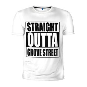 Мужская футболка 3D спортивная с принтом Straight Outta Grove Street в Рязани, 100% полиэстер с улучшенными характеристиками | приталенный силуэт, круглая горловина, широкие плечи, сужается к линии бедра | grand the auto | grove street | gta | san andreas | straight outta grove street