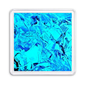 Магнит 55*55 с принтом Голубые краски в Рязани, Пластик | Размер: 65*65 мм; Размер печати: 55*55 мм | Тематика изображения на принте: watercolor | абстракция красок | акварель | брызги красок | краска | потертость красок