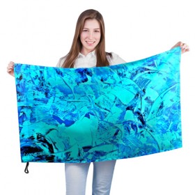 Флаг 3D с принтом Голубые краски в Рязани, 100% полиэстер | плотность ткани — 95 г/м2, размер — 67 х 109 см. Принт наносится с одной стороны | watercolor | абстракция красок | акварель | брызги красок | краска | потертость красок