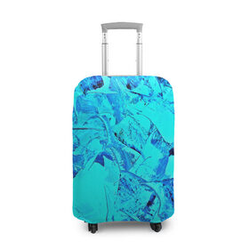 Чехол для чемодана 3D с принтом Голубые краски в Рязани, 86% полиэфир, 14% спандекс | двустороннее нанесение принта, прорези для ручек и колес | watercolor | абстракция красок | акварель | брызги красок | краска | потертость красок