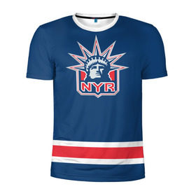 Мужская футболка 3D спортивная с принтом New York Rangers 2017 в Рязани, 100% полиэстер с улучшенными характеристиками | приталенный силуэт, круглая горловина, широкие плечи, сужается к линии бедра | new york rangers | nhl | спорт | хоккей