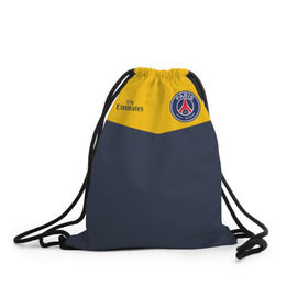 Рюкзак-мешок 3D с принтом Paris Saint-Germain - Navy Yellow (Collections 2018) в Рязани, 100% полиэстер | плотность ткани — 200 г/м2, размер — 35 х 45 см; лямки — толстые шнурки, застежка на шнуровке, без карманов и подкладки | paris saint germain | psg | псж