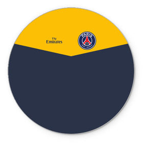 Коврик круглый с принтом Paris Saint-Germain - Navy Yellow (Collections 2018) в Рязани, резина и полиэстер | круглая форма, изображение наносится на всю лицевую часть | paris saint germain | psg | псж