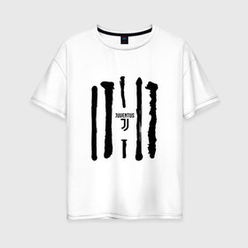 Женская футболка хлопок Oversize с принтом Juventus - Drawing paint (Collections 2018) в Рязани, 100% хлопок | свободный крой, круглый ворот, спущенный рукав, длина до линии бедер
 | juve | юве | ювентус
