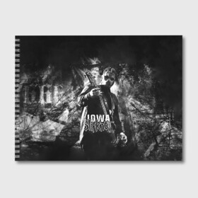 Альбом для рисования с принтом Slipknot iowa в Рязани, 100% бумага
 | матовая бумага, плотность 200 мг. | Тематика изображения на принте: slipknot | альтернативный метал | грув метал | комбинезон | маска | метал | мрачный | ню метал