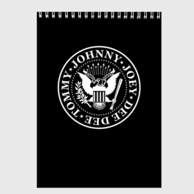 Скетчбук с принтом The Ramones в Рязани, 100% бумага
 | 48 листов, плотность листов — 100 г/м2, плотность картонной обложки — 250 г/м2. Листы скреплены сверху удобной пружинной спиралью | punk | ramones | rock | панк | рамонс | рок