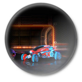 Значок с принтом Rocket League в Рязани,  металл | круглая форма, металлическая застежка в виде булавки | rocket league