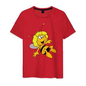 Мужская футболка хлопок с принтом пчелка Майя в Рязани, 100% хлопок | прямой крой, круглый вырез горловины, длина до линии бедер, слегка спущенное плечо. | вилли | майя | мая | пчелка | пчёлка майя | флип