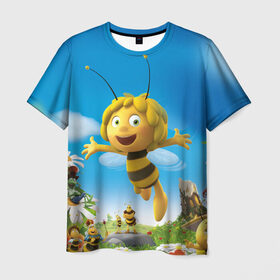Мужская футболка 3D с принтом Пчелка Майя в Рязани, 100% полиэфир | прямой крой, круглый вырез горловины, длина до линии бедер | вилли | майя | мая | пчелка | пчёлка майя | флип