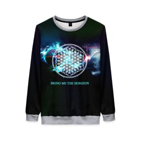 Женский свитшот 3D с принтом Bring Me the Horizon космос в Рязани, 100% полиэстер с мягким внутренним слоем | круглый вырез горловины, мягкая резинка на манжетах и поясе, свободная посадка по фигуре | bmth | bring me the horizon | альтернативный метал | альтернативный рок | группа | достань для меня горизонт | дэткор | метал | рок | электроник рок