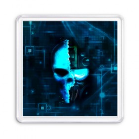 Магнит 55*55 с принтом Tom Clancy`s череп в Рязани, Пластик | Размер: 65*65 мм; Размер печати: 55*55 мм | голова | маска | робот | череп