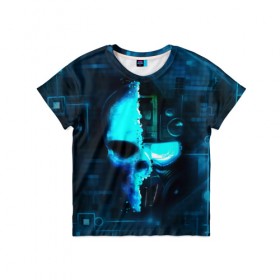 Детская футболка 3D с принтом Tom Clancy`s череп в Рязани, 100% гипоаллергенный полиэфир | прямой крой, круглый вырез горловины, длина до линии бедер, чуть спущенное плечо, ткань немного тянется | Тематика изображения на принте: голова | маска | робот | череп