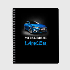 Тетрадь с принтом Mitsubishi Lancer в Рязани, 100% бумага | 48 листов, плотность листов — 60 г/м2, плотность картонной обложки — 250 г/м2. Листы скреплены сбоку удобной пружинной спиралью. Уголки страниц и обложки скругленные. Цвет линий — светло-серый
 | auto | lancer | mitsubishi | авто | автомобиль | водитель | лансер | мицубиси | тачка | японец