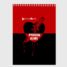 Скетчбук с принтом Poison heart в Рязани, 100% бумага
 | 48 листов, плотность листов — 100 г/м2, плотность картонной обложки — 250 г/м2. Листы скреплены сверху удобной пружинной спиралью | depeche mode | альтернативный | вестник моды | депеш мод | дэйв гаан | индастриал | клинок | красное | кровь капли | мартин гор | музыка | надпись | новая волна | нож | рок | сердце | синти поп | черное