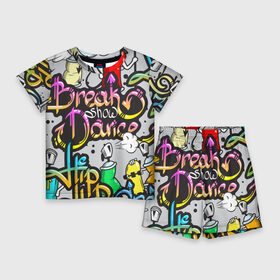 Детский костюм с шортами 3D с принтом Graffiti в Рязани,  |  | Тематика изображения на принте: break | dance | graffiti | hip hop | rap | граффити | рэп | скейтборд | хип хоп