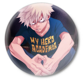 Значок с принтом Katsuki Bakugo в Рязани,  металл | круглая форма, металлическая застежка в виде булавки | 