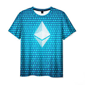 Мужская футболка 3D с принтом Blue Ethereum - Синий Эфириум в Рязани, 100% полиэфир | прямой крой, круглый вырез горловины, длина до линии бедер | black milk | cryptocurrency | eth | ethereum | etherium | litecoin | виталик бутерин | крипта | крипто | криптовалюта | лайткоин | майнер | майнинг | эфир