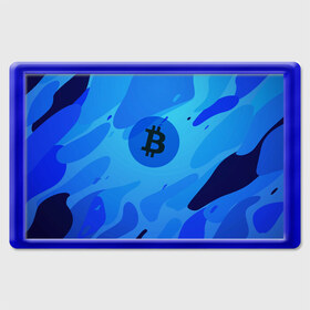 Магнит 45*70 с принтом Blue Sea Camo Bitcoin в Рязани, Пластик | Размер: 78*52 мм; Размер печати: 70*45 | Тематика изображения на принте: blue | camo | camouflage | coin | crypto | currency | ethereum | litecoin | mining | token | биткоин | биток | камо | камуфляж | крипта | крипто | криптовалюта | лайткоин | майнинг | ферма | эфир