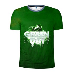 Мужская футболка 3D спортивная с принтом Зелень Green Day в Рязани, 100% полиэстер с улучшенными характеристиками | приталенный силуэт, круглая горловина, широкие плечи, сужается к линии бедра | Тематика изображения на принте: american idiot | green day | альтернативный | билли джо армстронг | грин дей | группа | зелёный день | майк дёрнт | музыка | панк | поп | поппанк | поцелуй | рок | тре кул