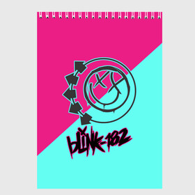 Скетчбук с принтом Blink-182 в Рязани, 100% бумага
 | 48 листов, плотность листов — 100 г/м2, плотность картонной обложки — 250 г/м2. Листы скреплены сверху удобной пружинной спиралью | blink | альтернативный рок | блинк | группа | марк хоппус | музыка | мэтт скиба | надпись | панк | панк рок | песни | поп панк | рок | скейт панк | смайл | смайлик | трэвис баркер