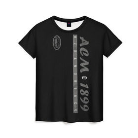 Женская футболка 3D с принтом AC Milan - ACM 1899 в Рязани, 100% полиэфир ( синтетическое хлопкоподобное полотно) | прямой крой, круглый вырез горловины, длина до линии бедер | милан