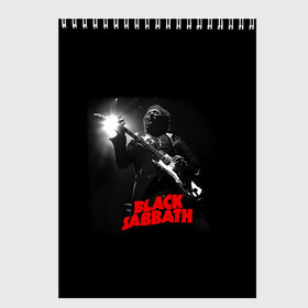 Скетчбук с принтом Black Sabbath в Рязани, 100% бумага
 | 48 листов, плотность листов — 100 г/м2, плотность картонной обложки — 250 г/м2. Листы скреплены сверху удобной пружинной спиралью | black sabbath | ozzy osbourne | билл уорд | гизер батлер | гитара | группа | метал | музыка | надпись | оззи | осборн | песни | рок | солист | тони айомми | хард рок | хеви метал