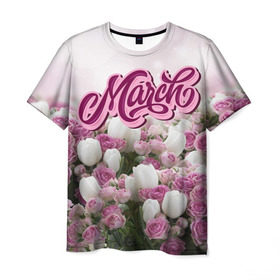 Мужская футболка 3D с принтом 8 Марта в Рязани, 100% полиэфир | прямой крой, круглый вырез горловины, длина до линии бедер | 8 марта | march | девушкам | женщинам | март | модные | небо | подарки | подарок | праздник | природа | растения | розы | тренды | тюльпаны | цветы