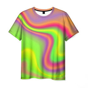 Мужская футболка 3D с принтом Кислотные разводы в Рязани, 100% полиэфир | прямой крой, круглый вырез горловины, длина до линии бедер | color | paint | абстракция | абстракция красок | краска | разводы | разводы красок | цветные краски | яркие краски
