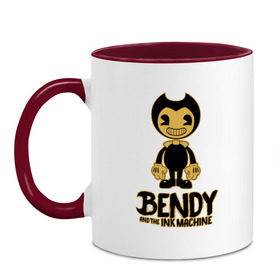 Кружка двухцветная с принтом Bendy and the ink machine (12) в Рязани, керамика | объем — 330 мл, диаметр — 80 мм. Цветная ручка и кайма сверху, в некоторых цветах — вся внутренняя часть | Тематика изображения на принте: bendy | bendy and the ink machine | horror | ink | machine | trend