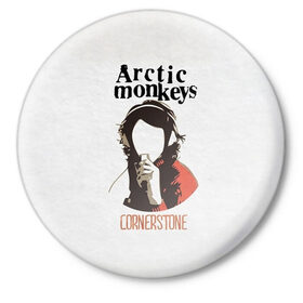 Значок с принтом Arctic Monkeys cornerstone в Рязани,  металл | круглая форма, металлическая застежка в виде булавки | Тематика изображения на принте: алекс тёрнер | арктик | арктические мартышки | гаражный | группа | джейми кук | инди рок | манкис | музыка | мэтт хелдер | ник о мэлли | обезьяна | постпанк ривайвл | психоделический | рок