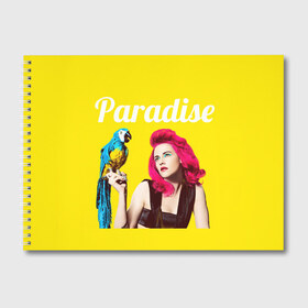 Альбом для рисования с принтом Paradise в Рязани, 100% бумага
 | матовая бумага, плотность 200 мг. | Тематика изображения на принте: лето | малиновое вино | попугай | прическа | рай | эмоции