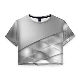 Женская футболка 3D укороченная с принтом Grey rhombuses в Рязани, 100% полиэстер | круглая горловина, длина футболки до линии талии, рукава с отворотами | Тематика изображения на принте: grey | абстракция | геометрия | ромб | текстура