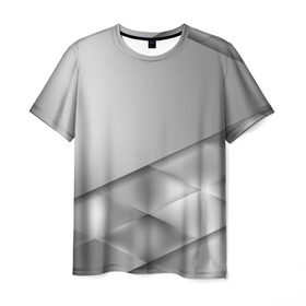 Мужская футболка 3D с принтом Grey rhombuses в Рязани, 100% полиэфир | прямой крой, круглый вырез горловины, длина до линии бедер | Тематика изображения на принте: grey | абстракция | геометрия | ромб | текстура