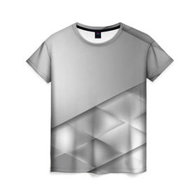 Женская футболка 3D с принтом Grey rhombuses в Рязани, 100% полиэфир ( синтетическое хлопкоподобное полотно) | прямой крой, круглый вырез горловины, длина до линии бедер | Тематика изображения на принте: grey | абстракция | геометрия | ромб | текстура