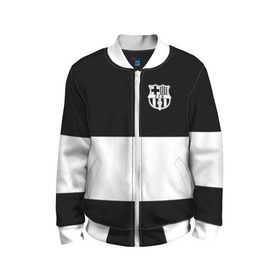 Детский бомбер 3D с принтом FC Barcelona Black Collection в Рязани, 100% полиэстер | застегивается на молнию, по бокам два кармана без застежек, мягкие манжеты, по низу бомбера и на воротнике — эластичная резинка | black collection | fc | fc barcelona | fcb | fly emirates | ronaldo | барселона | зож | клуб | линии | месси | модные | мяч | реал мадрид | спорт | спортивные | тренды | футбол | футбольный клуб | эмблема