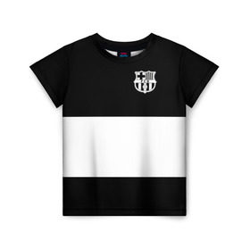 Детская футболка 3D с принтом FC Barcelona Black Collection в Рязани, 100% гипоаллергенный полиэфир | прямой крой, круглый вырез горловины, длина до линии бедер, чуть спущенное плечо, ткань немного тянется | Тематика изображения на принте: black collection | fc | fc barcelona | fcb | fly emirates | ronaldo | барселона | зож | клуб | линии | месси | модные | мяч | реал мадрид | спорт | спортивные | тренды | футбол | футбольный клуб | эмблема