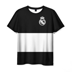 Мужская футболка 3D с принтом Real Madrid Black Collection в Рязани, 100% полиэфир | прямой крой, круглый вырез горловины, длина до линии бедер | Тематика изображения на принте: emirates | fc | real madrid | клуб | мяч | реал мадрид