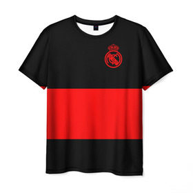 Мужская футболка 3D с принтом Real Madrid Black Collection в Рязани, 100% полиэфир | прямой крой, круглый вырез горловины, длина до линии бедер | Тематика изображения на принте: emirates | fc | real madrid | клуб | мяч | реал мадрид