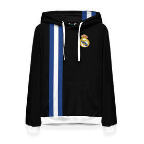 Женская толстовка 3D с принтом Real Madrid Line Collection в Рязани, 100% полиэстер  | двухслойный капюшон со шнурком для регулировки, мягкие манжеты на рукавах и по низу толстовки, спереди карман-кенгуру с мягким внутренним слоем. | emirates | fc | real madrid | клуб | мяч | реал мадрид