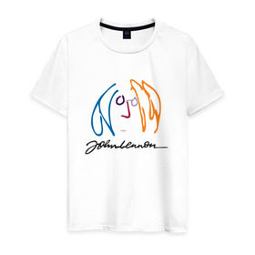 Мужская футболка хлопок с принтом Джон Ленон 2 в Рязани, 100% хлопок | прямой крой, круглый вырез горловины, длина до линии бедер, слегка спущенное плечо. | john lennon | the beatles | битлс | джон леннон