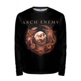 Мужской лонгслив 3D с принтом Arch Enemy в Рязани, 100% полиэстер | длинные рукава, круглый вырез горловины, полуприлегающий силуэт | Тематика изображения на принте: alissa white gluz | arch enemy | алисса уайт глаз | арч энеми