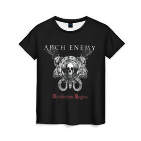 Женская футболка 3D с принтом Arch Enemy в Рязани, 100% полиэфир ( синтетическое хлопкоподобное полотно) | прямой крой, круглый вырез горловины, длина до линии бедер | alissa white gluz | arch enemy | алисса уайт глаз | арч энеми