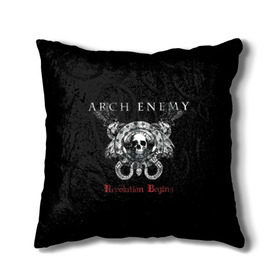 Подушка 3D с принтом Arch Enemy в Рязани, наволочка – 100% полиэстер, наполнитель – холлофайбер (легкий наполнитель, не вызывает аллергию). | состоит из подушки и наволочки. Наволочка на молнии, легко снимается для стирки | alissa white gluz | arch enemy | алисса уайт глаз | арч энеми