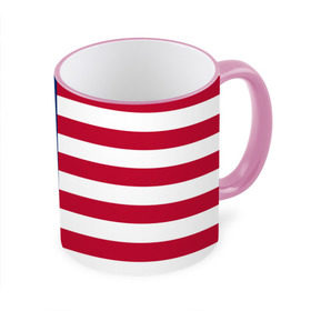 Кружка с принтом USA Flag в Рязани, керамика | ёмкость 330 мл | star | usa | америка | белый | звезды | красный | линии | полосы | популярные | синий | сша | триколор | туристические | флаг | цвет | штаты