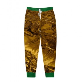 Мужские брюки 3D с принтом Gold abstraction в Рязани, 100% полиэстер | манжеты по низу, эластичный пояс регулируется шнурком, по бокам два кармана без застежек, внутренняя часть кармана из мелкой сетки | 